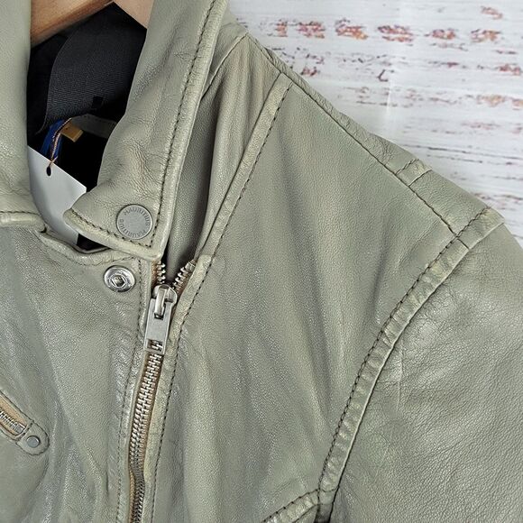 Mauritius Size 6 / S Jacket Sofia Lamb Leather Moto Jacket in Elephant Grey NWT - Picture 5 of 16